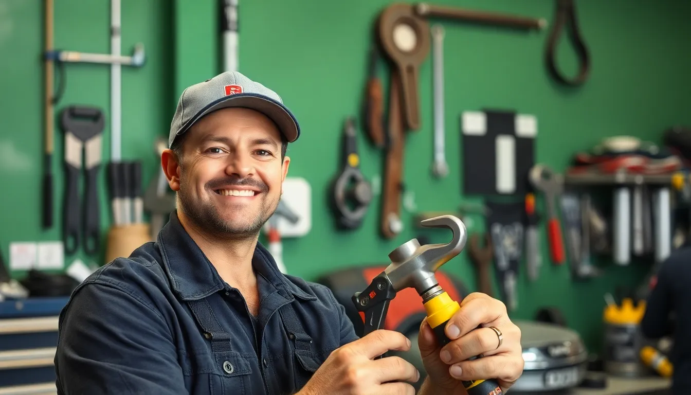 Friendly Australian mechanic with tools